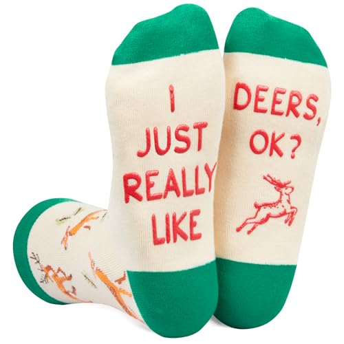 HAPPYPOP Funny Deer Gifts for Men Women Deer Gifts for Deer Lovers, Novelty Deer Socks Crazy Silly Socks Hunting Gifts