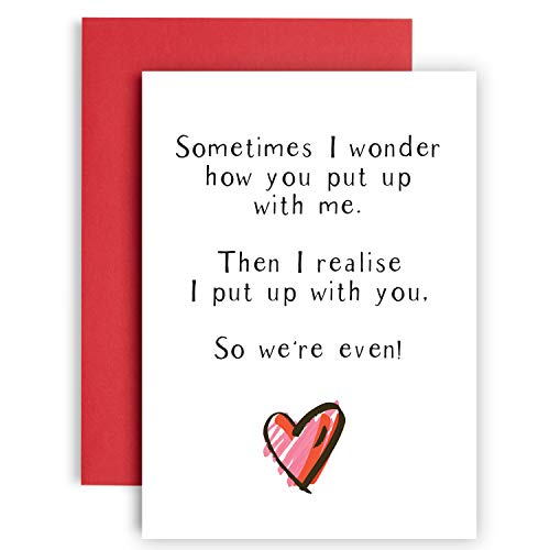 We Put up with Each Other! Funny Wedding Anniversary Card - Birthday Cards for Him - Birthday Cards for her - Witty Card for Husband - Banter Card for Wife - A5