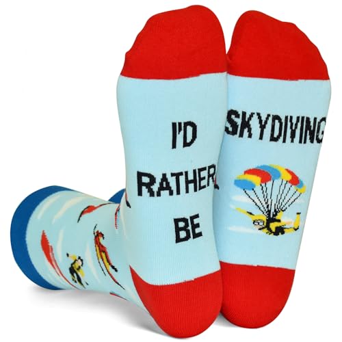 Skydiving Gift for Men Women, Novelty Skydiving Socks Funny Gifts for Parachutist Skydiving Instructor
