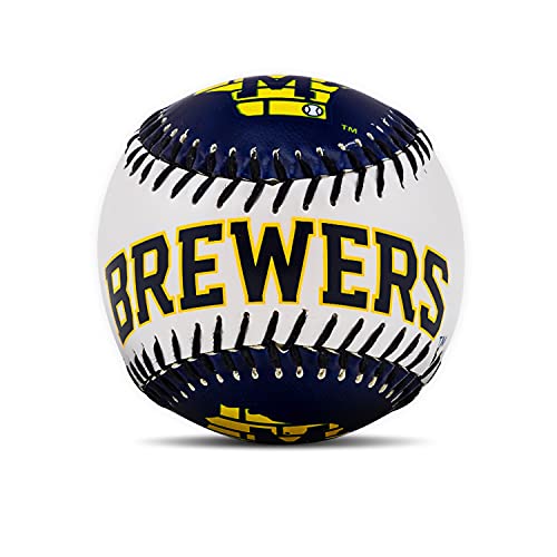 Franklin Sports Milwaukee Brewers MLB Team Baseball - MLB Team Logo Soft Baseballs - Toy Baseball for Kids - Great Decoration for Desks and Office
