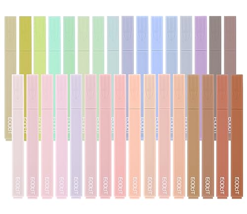 EOOUT 32pcs Aesthetic Highlighters, Assorted Colors, Bible Highlighters and Pens No Bleed, Soft Chisel Tip, Dry Fast, Easy to Hold for Journal Notes School Office Supplies (Pastel)
