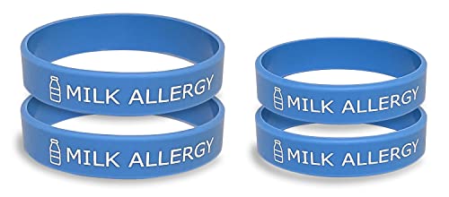 Milk Allergy Children's Wristband, Kids Silicon Bracelet (2 Medium + 2 Small)