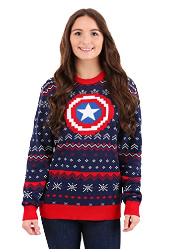 Marvel: Captain America Ugly Christmas Sweater Medium Blue