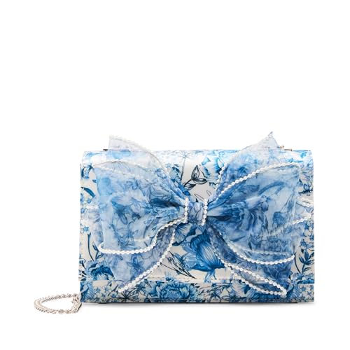 Betsey Johnson Pearl Trimmed Bow Bag, Blue