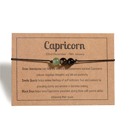 Zodiac Capricorn Bracelets Capricorn Gifts for Women Men, 6mm Natural Stone Horoscope Bracelets Healing Gemstone Crystals Zodiac Sign Gifts