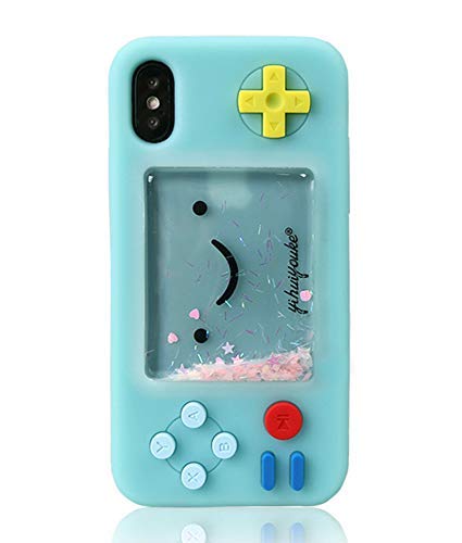 UnnFiko Squishy 3D Cartoon Game Case Compatible with iPhone XR, Creative Liquid Stars Funny Play Case Soft Rubber Protective Cover for Girls Women (Blue, iPhone XR)