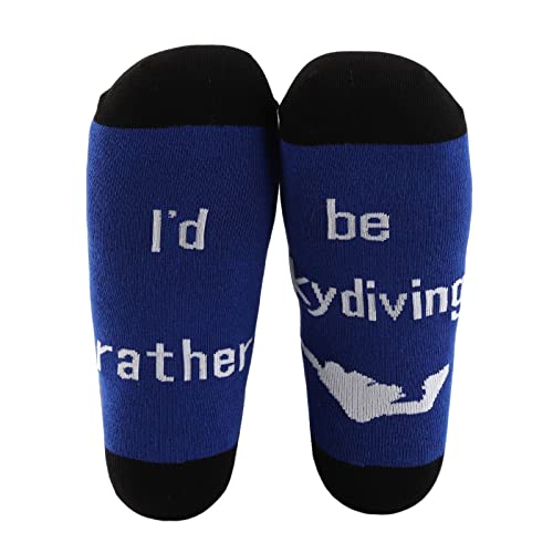 MBMSO Skydive Socks 2 Pairs I'd Rather be Skydiving Socks Funny Skydiving Gifts for Skydiver Parachutist Skydiving Lover Gift (I'd Rather be Skydiving socks)