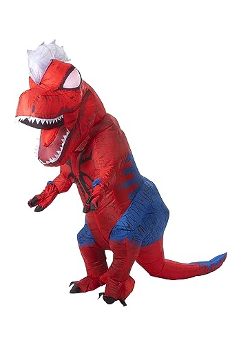 MARVEL Spider-Rex Adult Inflatable Costume - Inflatable Jumpsuit with Built-In Fan, Gloves, and Battery Box Red
