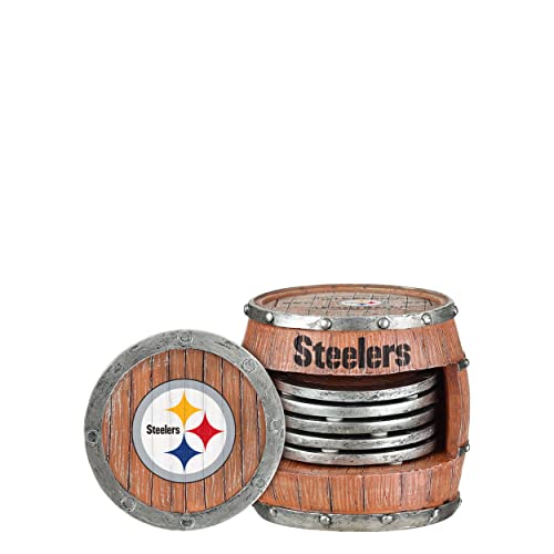 FOCO Pittsburgh Steelers NFL 5 Pack Barrel Coaster Set