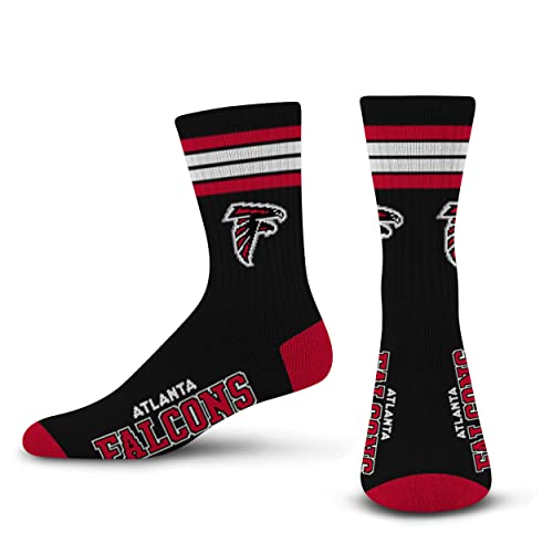 For Bare Feet NFL 4 Stripe Deuce Crew Sock, Atlanta Falcons, Large