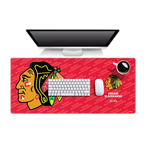 YouTheFan NHL Chicago Blackhawks Logo Series Desk Pad, Team Colors
