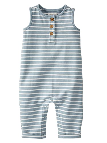 little planet by carter's unisex-baby Terry Jumpsuit made with Organic Cotton, Blue Stripes, 6 Months