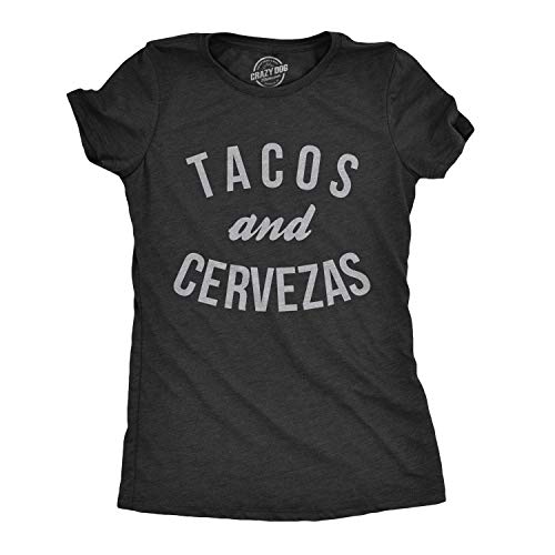 Womens Tacos and Cervezas Funny T Shirts Cool Vintage Graphic Tee Cute Saying Funny Womens T Shirts Cinco De Mayo T Shirt for Women Funny Beer T Shirt Black - M