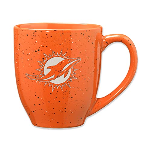 Rico Industries NFL Football Miami Dolphins Primary 16 oz Team Color Laser Engraved Ceramic Coffee Mug