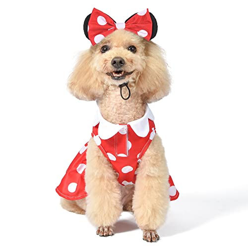 Disney for Pets Minnie Mouse Halloween Costume for Dogs - Small | Disney Halloween Dog Costumes, Funny Pet Costumes | Officially Licensed Disney Dog Halloween Costume,Red
