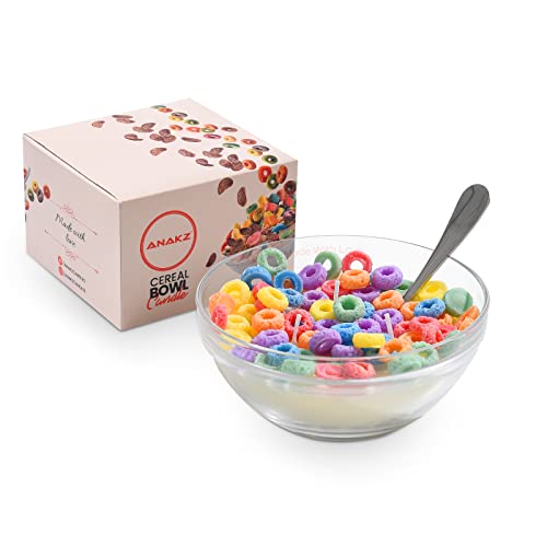 Cereal Candle Bowl - Vanilla Scented Food Candles Aesthetic - Cute Candles for Cool Gifts - 3 Wicks Cereal Candles for Best Burn - Cereal Bowl Candle with Spoon - Cool Candles for Cool Things