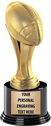 Crown Awards Football Trophies with Custom Engraving, 7.25' Personalized Gold Football Trophy On Deluxe Round Base 1 Pack