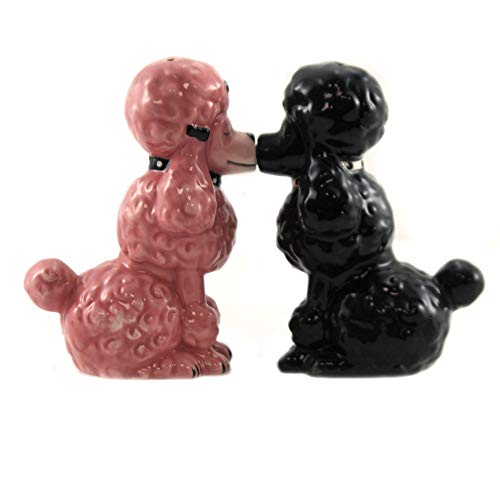 Kissing Poodles Dogs Magnetic Ceramic Salt and Pepper Shakers Set Kitchen Home Decor