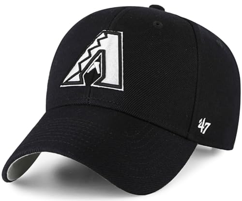 '47 MLB Black White Outline Primary Logo MVP Adjustable Structure Hat, Adult One Size Fits All - Arizona Diamondbacks - Black