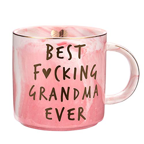 Hendson Grandma Birthday Gifts - Best Grandma Ever - Funny Gift For Nana, New Grandma, Pregnancy Announcement For Grandparents, Grandma To Be, Grandmother - Pink Marble Mug, 11.5oz Coffee Cup
