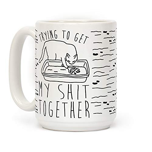 LookHUMAN Cat Coffee Mug - Funny Coffee Mugs Adult Humor, Double-Sided Print Ceramic Coffee Cups as Cat Themed Gifts for Women & Men, Dishwasher Safe Novelty Coffee Mugs for Women & Men, 15oz