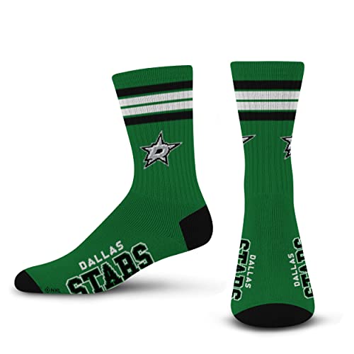 For Bare Feet NHL Dallas Stars 4 Stripe Deuce Crew Sock Team Color LARGE