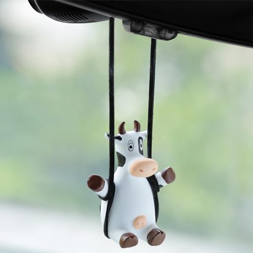YGMONER Swinging Cow Car Interior Rearview Mirror Hanging Accessories (Cow)