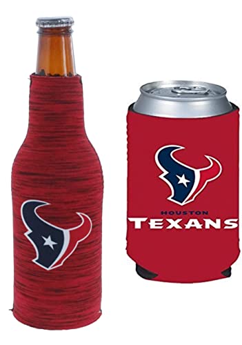 Football Can & Bottle Holder Insulator Beverage Huggie Cooler (Houston (Red) Texans)