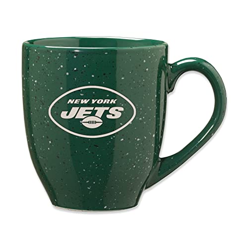 Rico Industries NFL Football New York Jets Primary 16 oz Team Color Laser Engraved Ceramic Coffee Mug