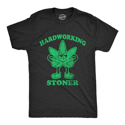 Mens Hardworking Stoner T Shirt Funny 420 Pot Leaf Smoking Joke Tee for Guys Mens Funny T Shirts 420 T Shirt for Men Funny Sarcastic T Shirt Novelty Tees Black - XL