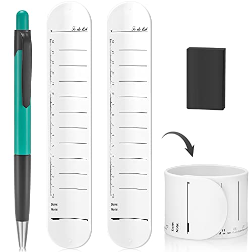 2 Pieces Reusable Erasable to Do List Silicone Wrist Band with 1 Pieces Rolling Ball Gel Ink Pen and 1 Pieces Eraser for Daily Planner, Memo Pad