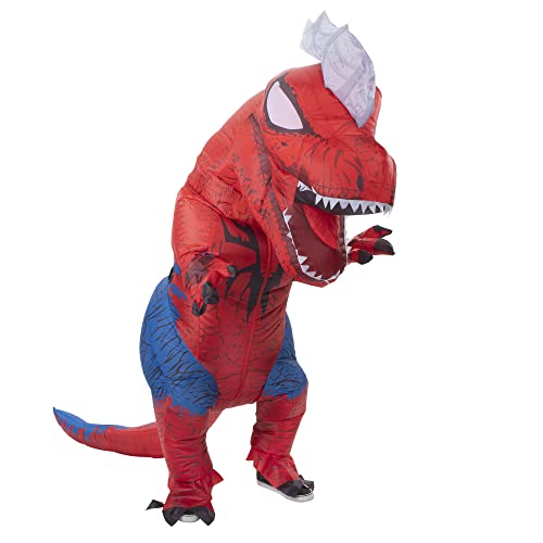 MARVEL Spider-Rex Adult Inflatable Costume - Inflatable Jumpsuit with Built-In Fan, Gloves, and Battery Box Red