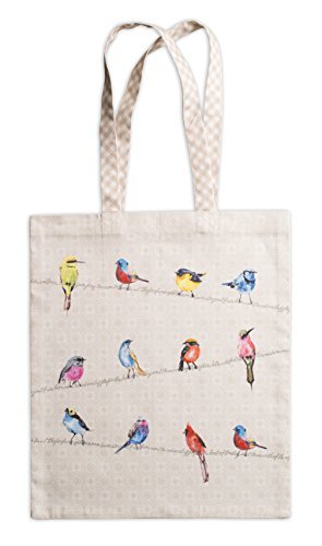 Maison d' Hermine Tote Bag 100% Cotton Reusable Grocery Bag for Work Beach Travel Shopping Lunch Perfect for Gifts Men Women (Birdies On Wire)