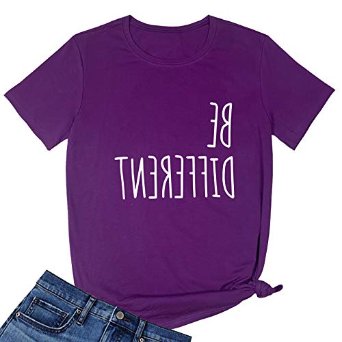 LOOKFACE Women Funny Funny Graphic T Shirts Purple Medium