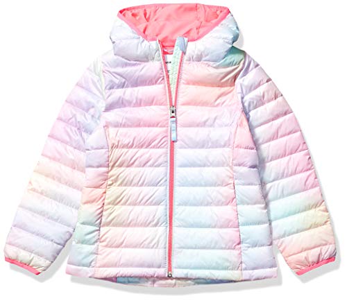 Amazon Essentials Toddler Girls' Lightweight Water-Resistant Packable Hooded Puffer Jacket, Pink Ombre, 3T