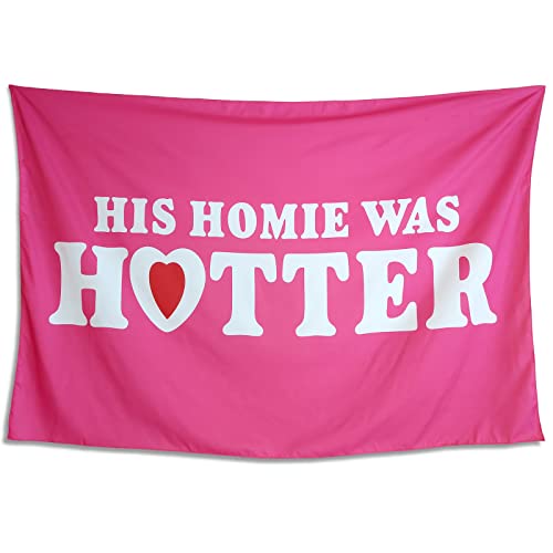 His Homie Was Hotter Flags Pink Tapestry Wall Art for Teens Girl Room Bedroom Dorm 59×39 Inch