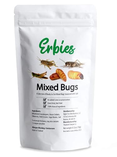 Erbies Edible Bug Mixed Trail Mix, 15g Bag, Seasoned and Crunchy Insects, Crickets, Grasshoppers, Silkworm Pupae, and Sago Worms, Protein Packed Unique Snacks, Fun Snacks Gift Idea (1-Pack)