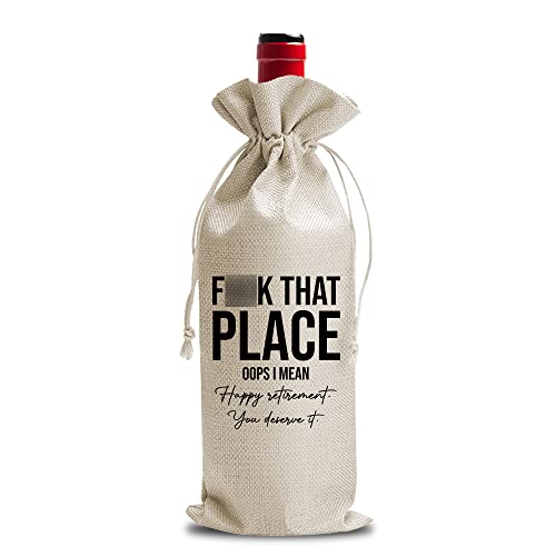 JioJio Chan Funny Retired Quote Retirement Wine Bags Presents, Retired Teacher Gifts, Gift for Women Retirees Retired Coworker, Retired Gift for Boss, Cotton linen Drawstring Wine bags (J484)