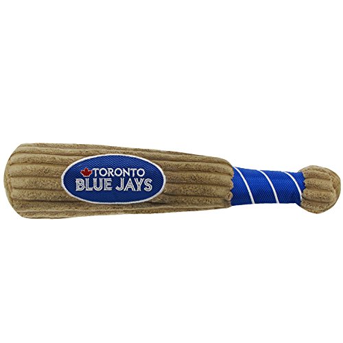 MLB TORONTO BLUE JAYS Baseball Bat Toy for DOGS & CATS. Soft Corduroy Plush with Inner SQUEAKER