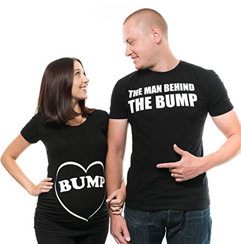 Silk Road Tees Couple Maternity T-Shirts Bump Dad and Mom Maternity Shirts New Baby Announcement Pregnancy T-Shirt Men Large - Women Large Black