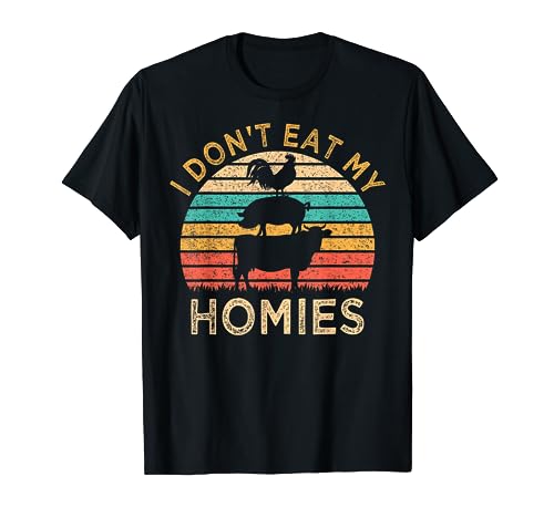 Vegetarian I Don't Eat My Homies Funny Vegan Retro T-Shirt