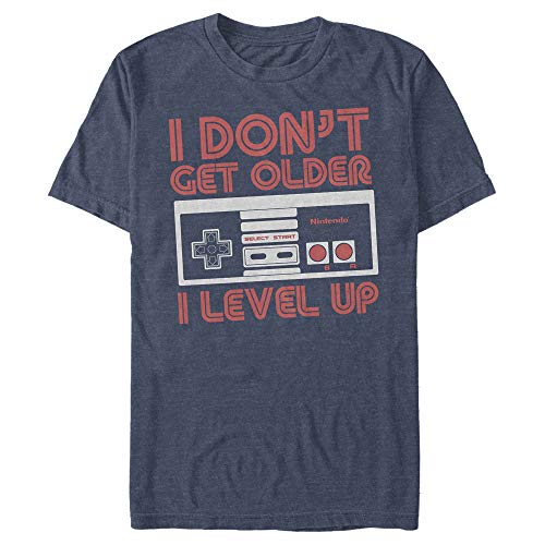Nintendo Men's Leveling Up T-Shirt, Large, Navy Heather