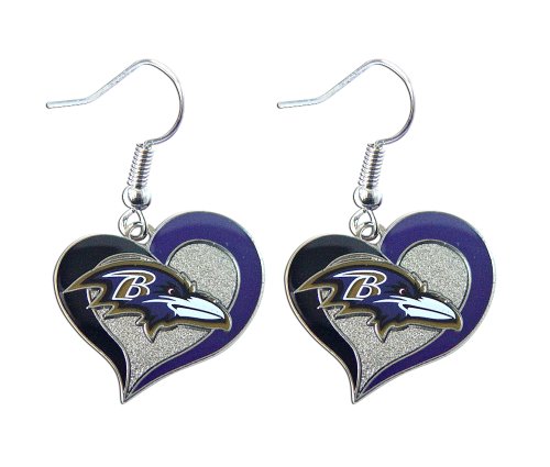 NFL Baltimore Ravens Swirl Heart Earrings