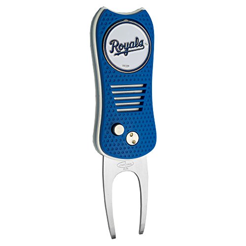 Team Golf MLB Kansas City Royals Retractable Divot Tool with Double-Sided Magnetic Ball Marker, Features Patented Single Prong Design, Causes Less Damage to Greens