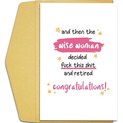 Qiliji Retirement Card for Women, Funny Retirement Card for Female Coworker Boss, Retire Card Gift for Doctor Nurse Teacher, The Wise Woman Retired Congratulations Card