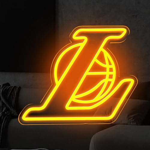 Laker Neon Sign for Wall Decor,Room decor aesthetic for Bedroom Led Signs Suitable for Man Cave Los Angeles Laker Fans Gift Led Art Wall Decorative Crs Light Sign
