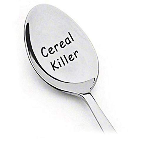 Cereal Killer - Dad Gifts for Men - Funny Fathers Day Dad Gifts from Daughter Son - Laser Engraved Cereal Killer Spoon - Stainless Steel Spoons - Cute Cereal Lovers Gifts for Dad Who Wants Nothing