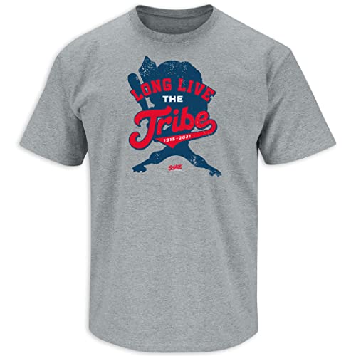 Long Live The Tribe T-Shirt for Cleveland Baseball Fans (SM-5XL) (Gray Short Sleeve, X-Large)