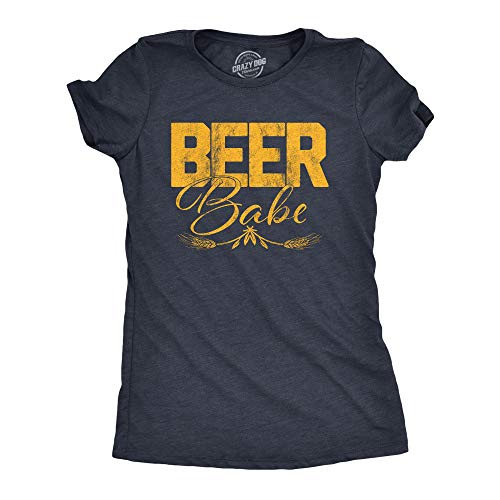 Womens Beer Babe Tshirt Funny Brew Pub IPA Craft Beer Drinking Graphic Tee Funny Womens T Shirts Drinking T Shirt for Women Funny Beer T Shirt Women's Navy L