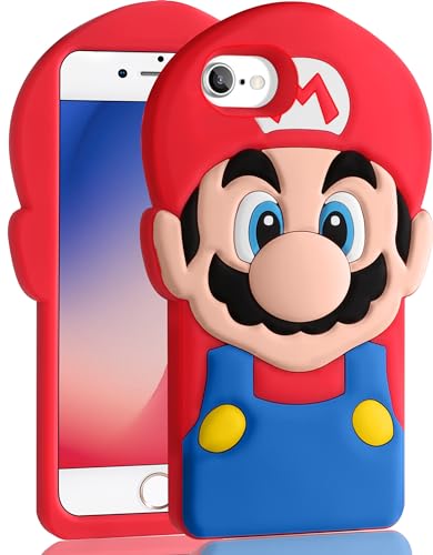 oqpa for iPhone 8/7/6s/6/SE 2022/SE 2020 Cute Cartoon 3D Character Design Cases for Boys Girls Women Teens Kawaii Unique Fun Cool Funny Silicone Soft Shockproof Cover for Apple SE 3rd/2nd, Maro